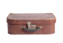 Old Leather Suitcase On A White Background