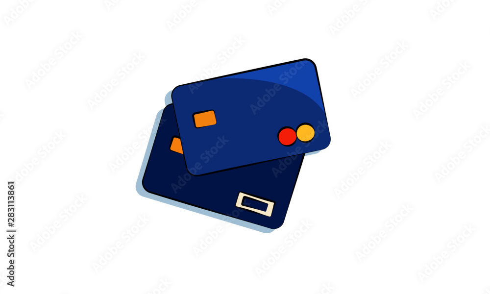 Credit cards vector illustration. Flat illustration of two blue credit ...