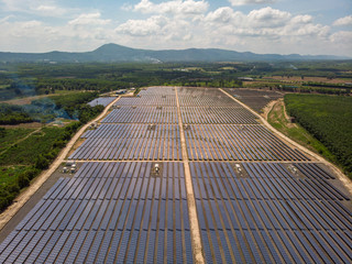 Aerial view of solar power plants.