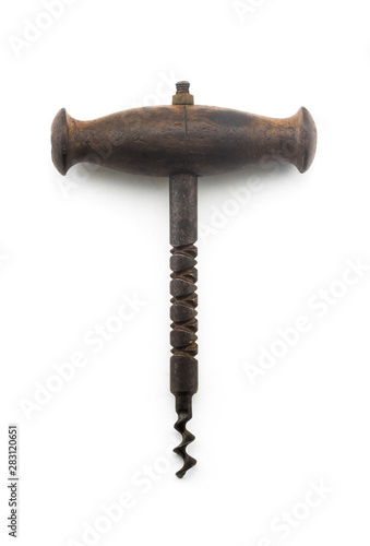 Fotografía Antique vintage corkscrew on white background