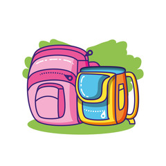 Poster - set of school bags supplies isolated icon