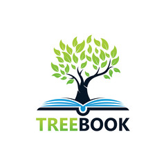 Tree Book Logo Template Design Vector, Emblem, Design Concept, Creative Symbol, Icon