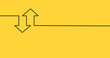 two linear arrows up down icon, two arrows linear sign yellow background. vector illustration.