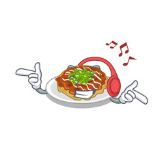 Poster - Listening music okonomiyaki isolated with in the character