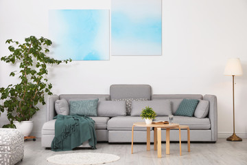 Wall Mural - Modern living room interior with comfortable sofa