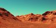 Mars landscape, 3d render of imaginary mars planet terrain, science fiction illustration.