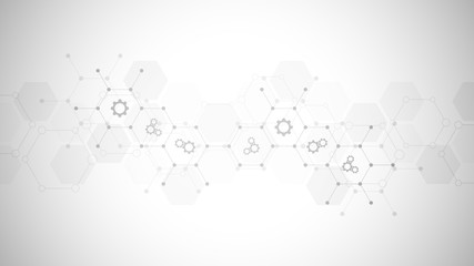 Poster - Technology background with flat icons and symbols. Concept and idea for internet of things, communication, network, innovation technology, system integration. Vector illustration.