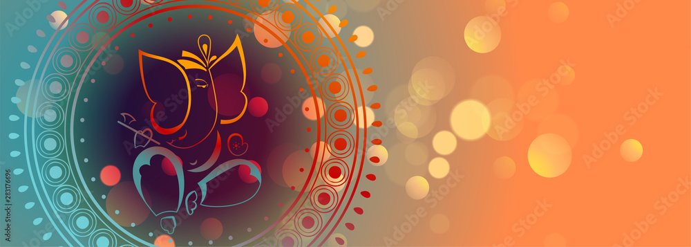 beautiful lord ganesha design colorful banner template - obrazy, fototapety, plakaty 