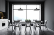 © ImageFlow - Gray kitchen interior with window and table