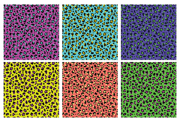 Leopard print seamless pattern set - exotic abstract wil animal fur background collection for textile print design