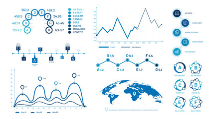 Wall Mural - infographics graph charts. histogram data graphs, bubbles graphic timeline chart and diagram. statis