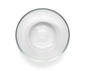 Glass bowl top view (with clipping path) isolated on white background