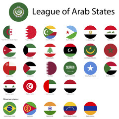 Wall Mural - League of Arab States. National flags, round. Abstract concept, icon set.