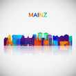 Mainz skyline silhouette in colorful geometric style. Symbol for your design. Vector illustration.