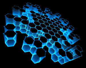 Wall Mural - three-dimensional mesh of lines and dots in abstract form in technology concept. image to use as bac
