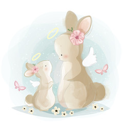 Angelic Mommy and Baby Bunny 