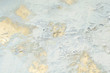 White snow texture with pasty painting elements. Light Christmas background with silver foil elements, gold foil slices on panoramic canvas. Horizontal pale cold backgrounds. Winter wedding design.