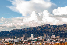 Downtown Glendale California Skyline With San Gabriel National Forest