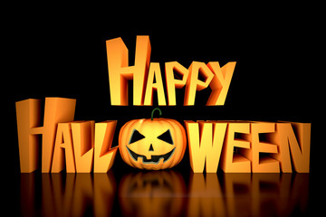 Poster - Happy Halloween text on black background