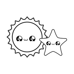 Sticker - cute hot sun with star kawaii style