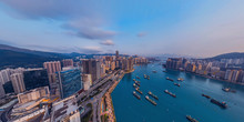 Panorama Aerial View Of Hong Kong Landscape In  Tsuen Wan District