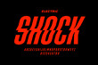 Eclectric shock style font design, alphabet letters and numbers