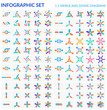 Huge set of infographic elements. Vector pack of merge and divide charts in flat and semi flat style. Arrow diagram templates.