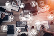 © InfiniteFlow - Finance and Money Transaction Technology Concept. Icon Graphic interface showing fintech trade exchange, profit statistics analysis and market analyst service in modern computer application.