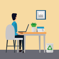 Canvas Print - man in office workplace scene with laptop