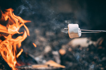 Boy Scouts set up for an evening of S'mores and stories around the campfire