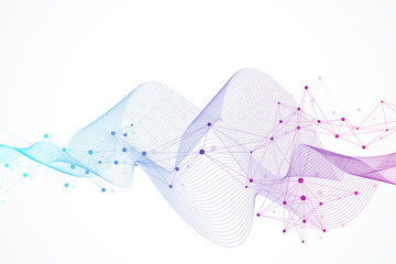 Wall Mural - expansion of life. colorful explosion background with connected line and dots, wave flow. visualizat