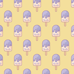 Sticker - pattern of ice creams in sticks kawaii style