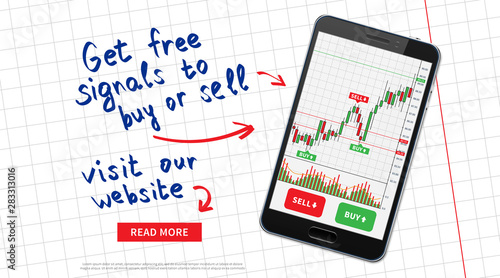 Financial Stock Trade Promo Page With Smartphone Vector