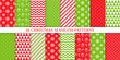 © maradaisy - Christmas seamless pattern. Xmas, New year background. Vector. Endless texture with present, snowflake, candy cane stripe, polka dot, tree. Print for wrapping paper web textile. Red green illustration