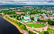 Pskov Kremlin with the Velikaya River in Russia