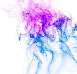 Colored smoke on white background