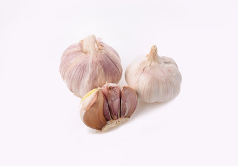 Wall Mural - Dried Garlic on white background.