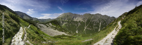 Plakat Dolina Pięciu Stawów  panorama-podejscie-na-swistowke-na-doline-roztoki-orla-perc-i-woloszyn