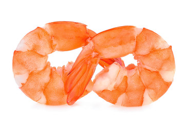 Wall Mural - Cooked shrimps isolated on white background.