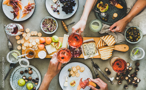 Mid-summer picnic with wine and snacks Canvas Print