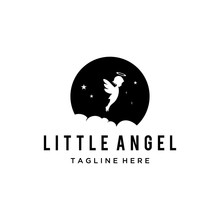 Illustration Of A Small Fairy That Hangs Out With Both Wings Logo Design
