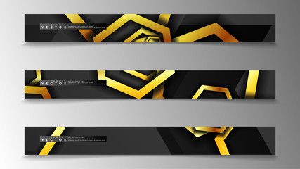 banner collection, vector backgrounds with hexagon gold. space banner vector suitable for any design