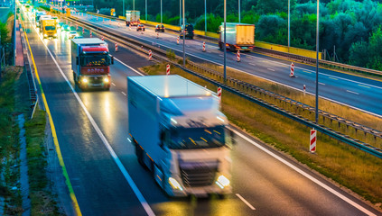 trucks on four lane controlled-access highway in poland