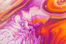 Photography Of Abstract Marbleized Effect Background. Red, Pink, Orange And White Creative Colors. Beautiful Paint