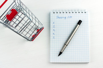 Wall Mural - shopping list and shopping cart