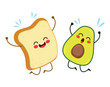 © Kakigori Studio - Cute best friends toast and avocado characters jumping happy