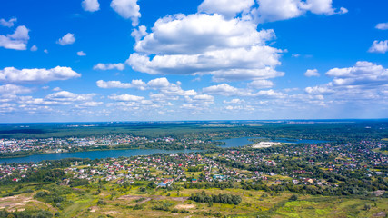 Wall Mural - Aerial view of Buckinghamshire Landscape - United Kingdom - Hot air balloon aerial photography