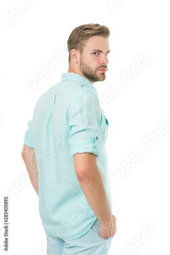 Well Groomed Handsome Man Isolated White Background Bearded Man