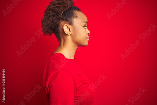 Young Beautiful African American Woman With Afro Hair Over