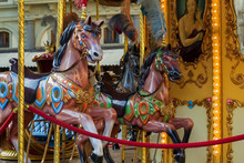 Beautiful Vintage Retro Merry-go-round Carousel Wooden Horses